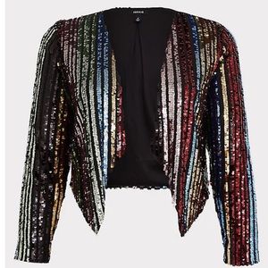 MULTI COLOR RAINBOW SEQUIN STATEMENT BLAZER